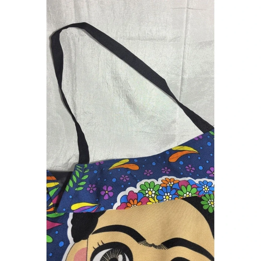 Mandil Mexican Frida Cartoon‎ Character Otomi Cotton Apron w/ Pocket Pattern #1
